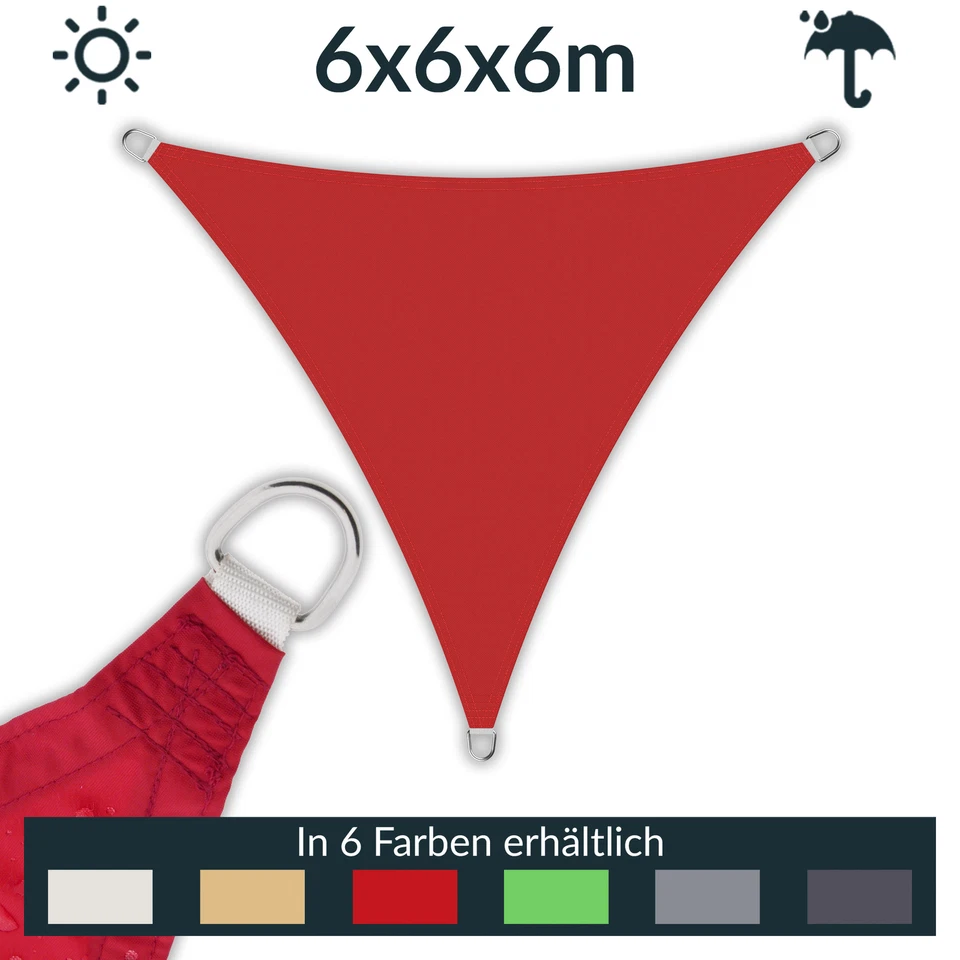 Awning Triangle 6x6x6m PES Rainproof UV Protection Sun Shade Patio Garden - Image 1 of 1