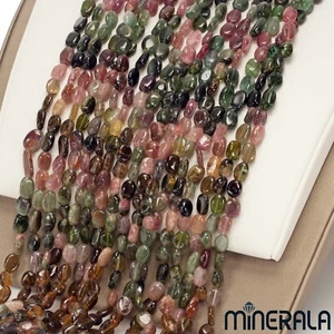 NATURAL MULTI-COLOR TOURMALINE GEMSTONE OVAL SHAPE 6x8mm BEADS 13" STRAND - Picture 1 of 4