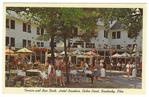 Vintage Ohio Chrom Postkarte Sandusky Terrasse Sonnendeck Hotel Brecher Zeder - Bild 1 von 2