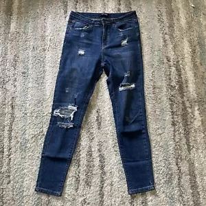 Wachsjeans Los Angeles Gr. 7 Distressed Skinny dunkelblau Denim Jeans Midrise 5 Pkts - Bild 1 von 12