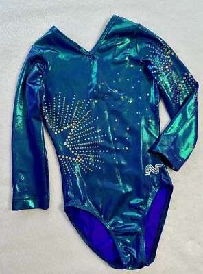Alpha Factor AF Leotard Gymnastics COMPETITION Sequin Bling STARS Leo GK Sz: CL - Image 1 of 4