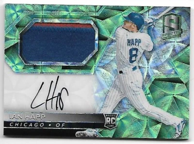 2017 PANINI SPECTRA NEON GREEN ROOKIE AUTO JERSEY IAN HAPP CHICAGO CUBS 8/25 EX! - Image 1 of 2