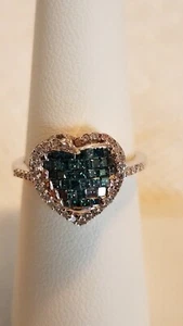 14k White Gold Blue White Diamond Invisible Set Ring 4.23 grams size 7,  1 cttw - Picture 1 of 15