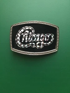 Vintage Unbranded Prism Hologram Sticker Belt Buckle CHICAGO 70s-80s - Picture 1 of 2