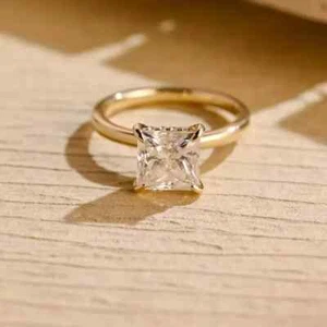 Princess Cut Diamond Wedding Ring 1.25Ct 14k Yellow Gold Lab Grown IGI Certified - Picture 1 of 9