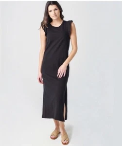 Vestido Camiseta Sin Mangas Z Supply Negro Algodón Slub Borde Volantes Nuevo con Etiquetas Talla L - Imagen 1 de 11