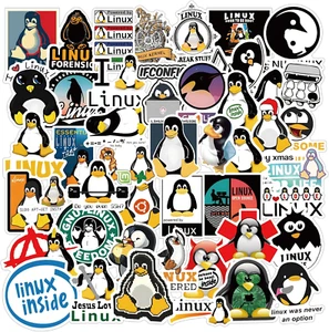 Linux Stickers 62Pcs Work Decals Aesthetic Waterproof Vinyl Pack Stickers - Picture 1 of 12
