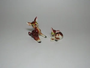 Pair Of Baby Deer Bone China Ceramic Miniatures - Picture 1 of 5