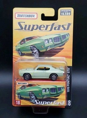 2 Matchbox 2005 Superfast 1970 PONTIAC GTO #18 Light Green Limited Edition  - Image 1 of 4