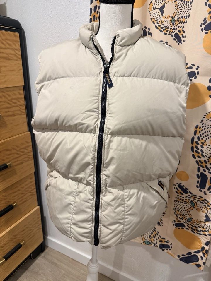 Chaleco acolchado Woolrich relleno de plumón para hombre talla grande, azul, hecho en EE. UU., cremallera completa Foto 1 de 4