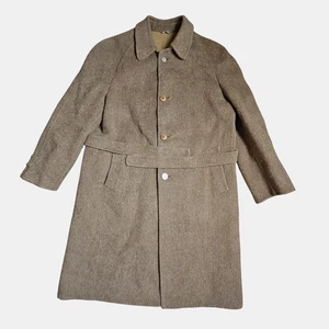 VTG Canali Milano Mens Wool Belted House Coat 44 R Trench Overcoat Quiet Luxury - Picture 1 of 11