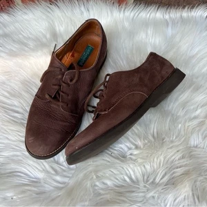Bass Brown Suede Lace Up Sharon Loafers Slip On Shoes - Picture 1 of 6