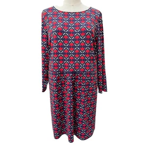Neu mit Etikett Talbots müheloses Jerseykleid A-Linie Damen 3X marineblau rot geometrisches Muster - Bild 1 von 4