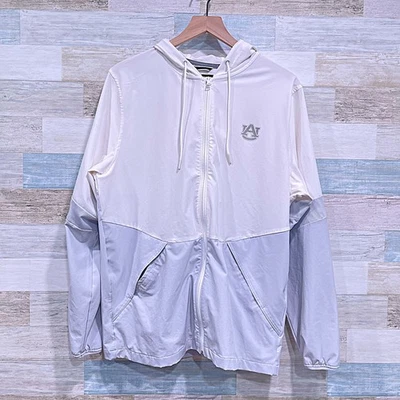 AUBURN UNIVERSITY TIGERS UA Squad Warm Up Jacket White Gray Hooded Mens Medium - Image 1 of 4