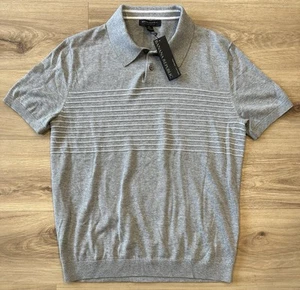 Banana Republic 100 % Supima Baumwolle Kurzarm Poloshirt grau & weiß - Medium - Bild 1 von 6