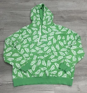 Felpa con cappuccio pullover Nike Sportswear uomo verde stampa all over taglia XL - Foto 1 di 12