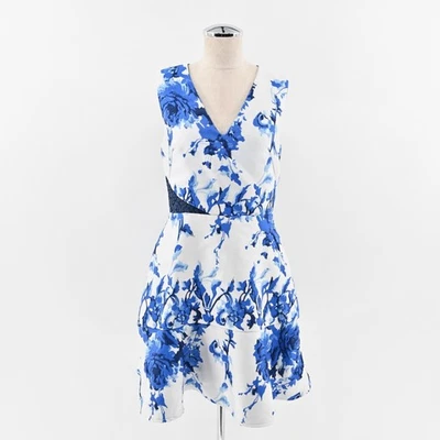 Vestido SLATE WILLOW Talla 8 Azul Floral Estampado Pincelada Sin Mangas Encaje Espalda Foto 1 de 4