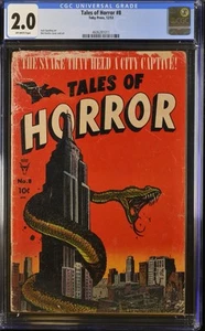 (1953) TALES OF HORROR #8 CGC 2.0 Iconic Snake Cover! Classico Golden Age PCH! - Foto 1 di 2