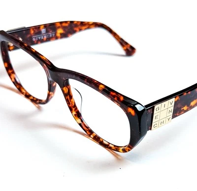 Armações de óculos vintage Givenchy logotipo dourado tartaruga sem lente vintage marrom declaração - Imagem 1 de 4