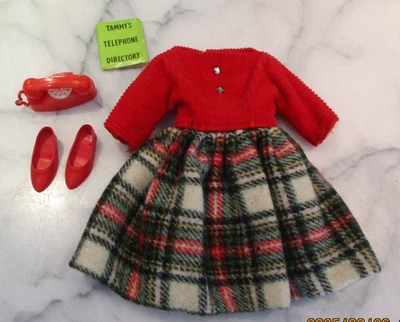 Muñeca Tammy Vintage Ideal School Daze #9133-0 Vestido EE. UU. Zapatos Teléfono y Libro EX Foto 1 de 2