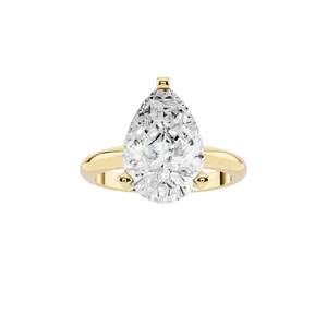 3 kt Moissanit-Solitär-Ehering mit Birnenschliff Ehering 14 kt Gelbgold vergoldet - Bild 1 von 6
