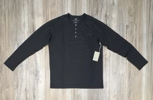 Mack Weldon WARMKNIT Waffle Henley Long Sleeve Shirt Black Men’s Large NWT - Picture 1 of 7