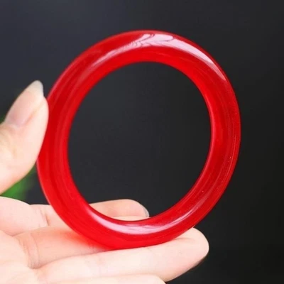 Certified natural quartzite jade Pigeon Blood Red bracelet Round bar - Image 1 of 4