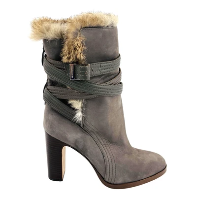 Botas de tacón de 4" de cuero nobuck gris Louise Et Cie Ynez para mujer 9,5 M Foto 1 de 4