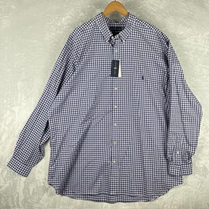 NEW Ralph Lauren Shirt Men 3XLT Tall Stretch Red White Blue Plaid Check Button - Picture 1 of 8