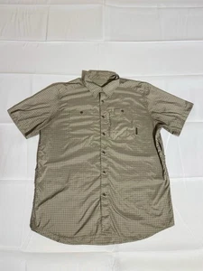 Merrell Men's L/G Opti Wick UPF 30+ Short Sleeve Collared Beige Plaid - Picture 1 of 9