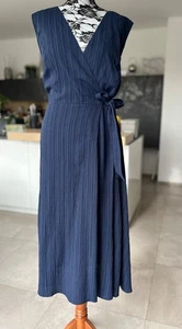 NUEVO DKNY Reg$139,- Vestido de diseño efecto envolvente largo midi efecto envolvente XL XXL 52 - Imagen 1 de 7