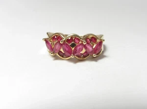 2Ct Marquise Cut Lab-Created Ruby Cluster Engagement Ring 14k Yellow Gold Plated - Picture 1 of 5