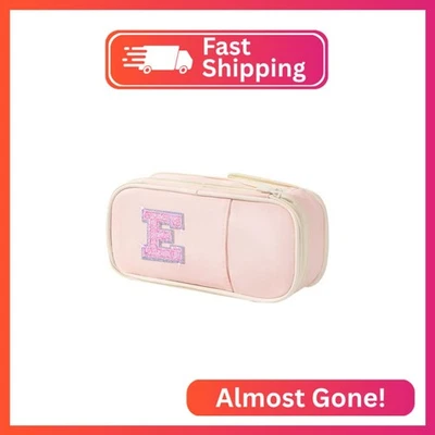 Estuche de Lápices Preppy para Cosas Escolares, Inicial Grande Rosa Estuche Organizador con Foto 1 de 2