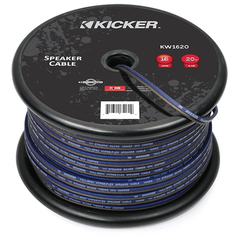 KICKER KW1620 X Series Silver Tinned OFC Speaker Wire 16 AWG 20 Ft.