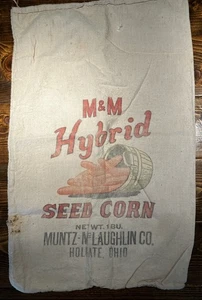 Vintage M&M Hybrid Samen Maissack Muntz McLaughlin Colgate Ohio Bauernhaus Dekor - Bild 1 von 6