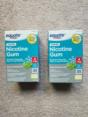 Equate 2 boxes Nicotine Gum 4 mg Cool Mint 100 (200) pieces exp 6/27 - Image 1 of 3