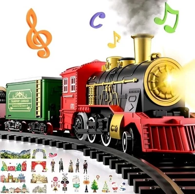 28" Electric Train Set Toys for Kids Boys with 14 Tracks, Smoke, Lights & Sounds - Image 1 of 4