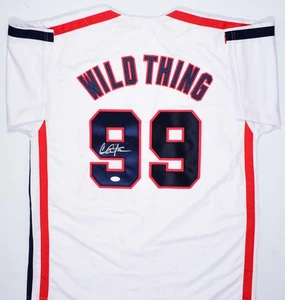 Charlie Sheen Signed Major League Ricky 'Wild Thing' Vaughn Pro Style Jersey-JSA - Picture 1 of 8