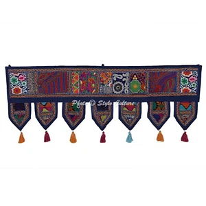 Ethnic Boho Cotton Door Hanging Valance Patchwork Window Topper Embroidered - Picture 1 of 4
