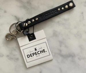 Depeche Denmark Leather Keyring Bag/Clip On Holder Strap Black/Silver NWT - Picture 1 of 3