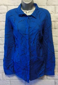 Capsule Blue Heart Patterned Long Sleeve Blouse Size 14 NEW!!! - Picture 1 of 3