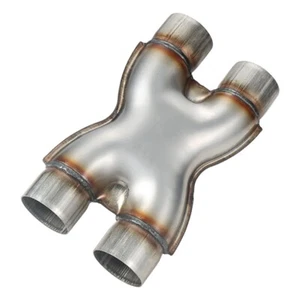Universal Crossover X Pipe Dual 2.5"In/Out 12" Long Stainless Steel Exhaust Tip - Foto 1 di 5
