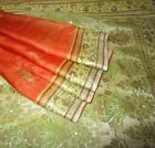 BVH WEARABLE PURE SILK Vintage Sari 5yds 21SEP3801 X15 E914 Orange Cream #ABCKB
