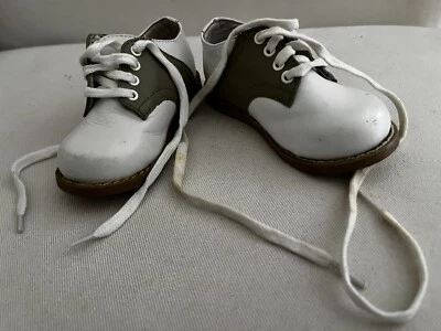 Zapatos de bebé Willits Chris Saddle Oxfords talla 5D gris blanco cuero superior clásico Foto 1 de 4