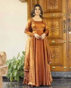 Anarkali Gown Pakistani Salwar Kameez Ready To Wear Eid Dress Suit Wedding Party - Picture 1 of 11