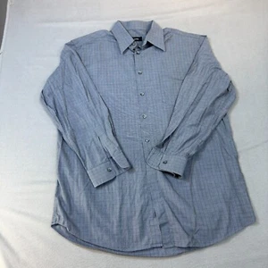 Hugo Boss Shirt Size 16 Mens Gray Check Long Sleeve Preppy Button up - Picture 1 of 12