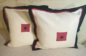 Lot de 2 taies d'oreiller 24x24 euros simili (paquet de 2) diamants blanc, noir, rouge. - Photo 1 sur 12