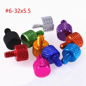 UNC #6-32x5,5 Aluminio Anodizado Moleteado Tornillos para Pulgar Cabeza Plana Agarre Pernos - Imagen 1 de 5