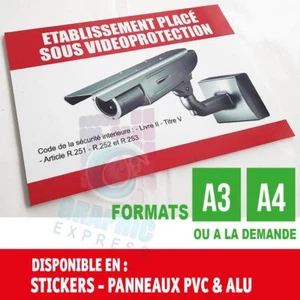 SITE SOUS VIDEO SURVEILLANCE - VIDEOSURVEILLANCE- STICKERS - PANNEAU PVC - ALU - Picture 1 of 9