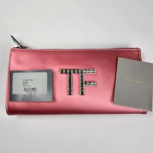 Bolso sin asas $1490 TOM FORD rosa satinado cristales de Swarovski logotipo TF - Imagen 1 de 14